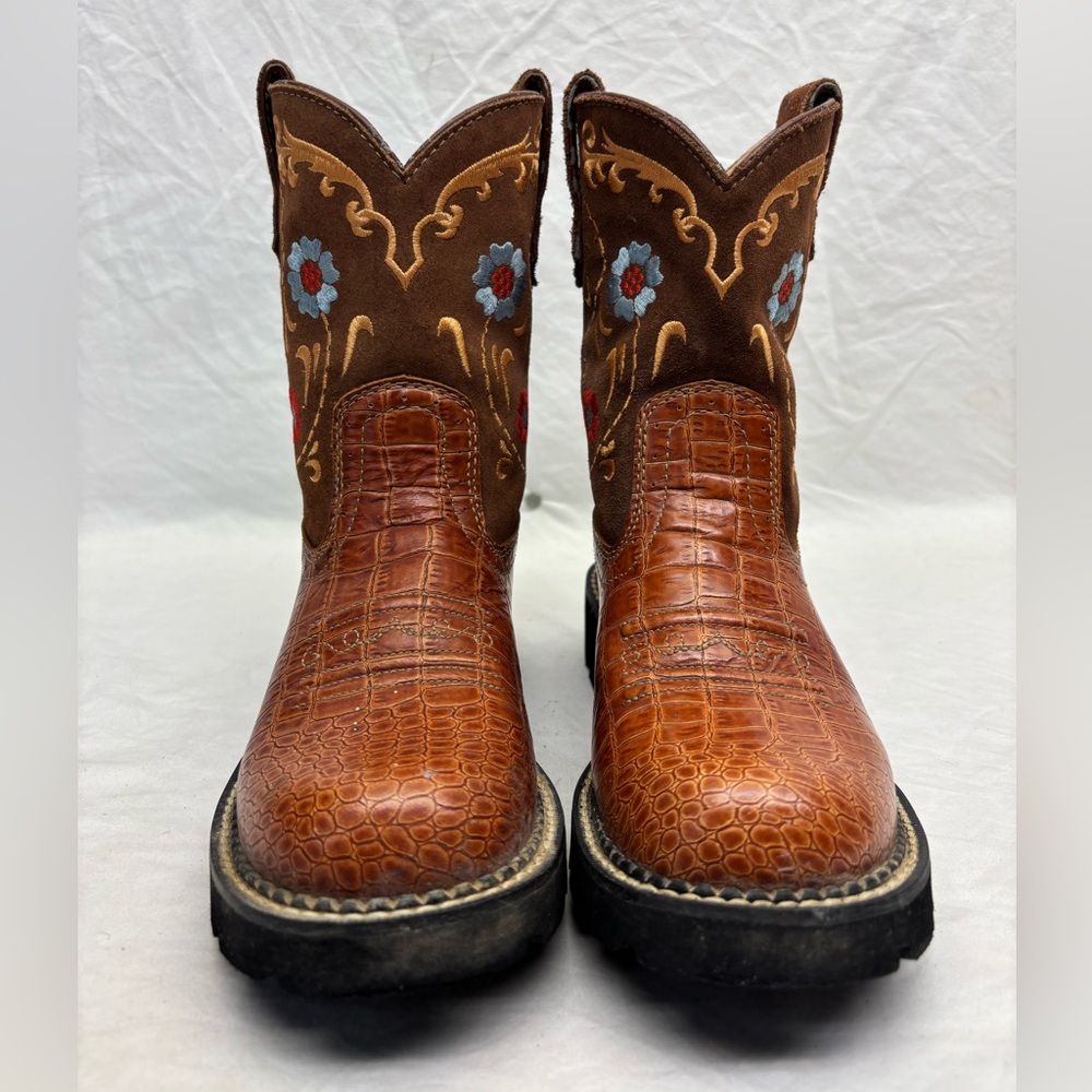 Ariat Women’s Brown Embroidered Western Work Boots size 6 - Picture 3 of 13